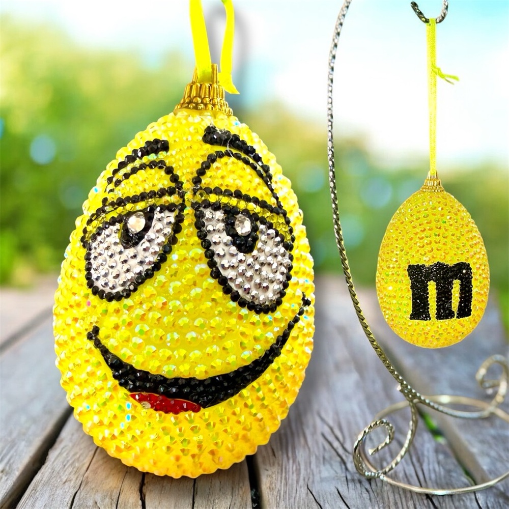 Easter Egg, Rhinestones Yellow M&M'S Rhinestone Ornament, Easter Candy, Spring